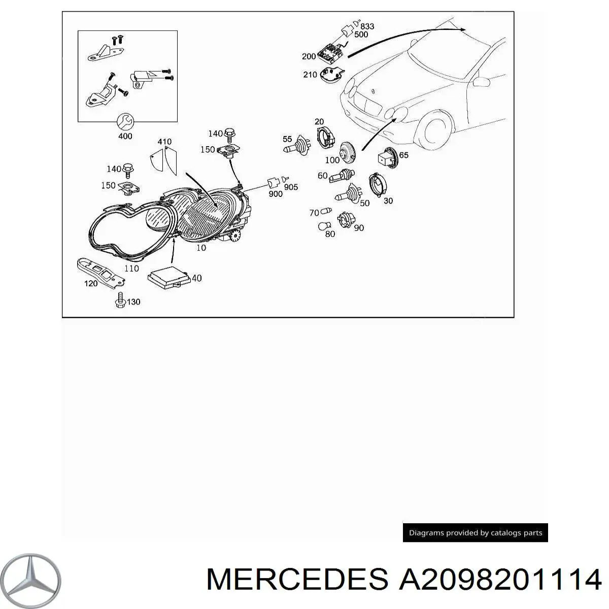 Consola (adaptador) de fixação da luz dianteira esquerda Mercedes A2098201114 preço, a partir de 89,95 USD