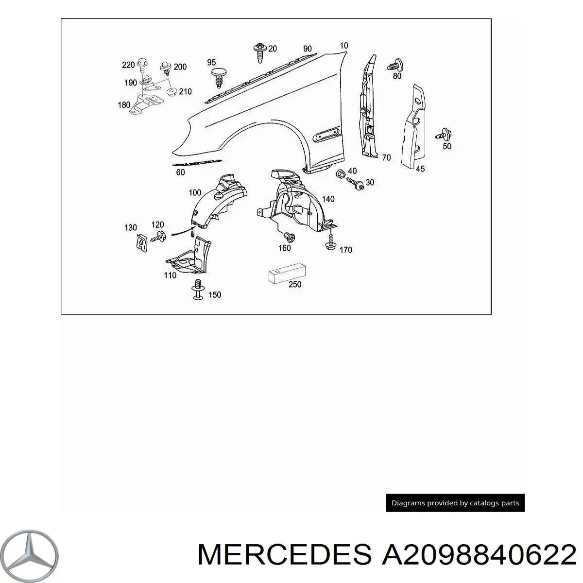Guarda-barras direito do pára-lama dianteiro Mercedes A2098840622 preço, a partir de 35,12 USD