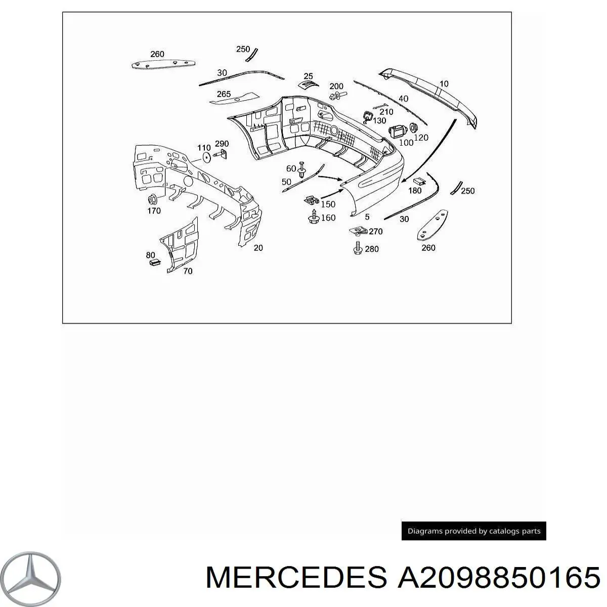Reforçador do pára-choque traseiro Mercedes CLK  C209