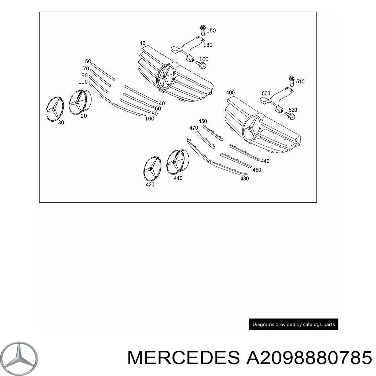 Grelha do radiador Mercedes A2098880785 preço, a partir de 61,61 USD