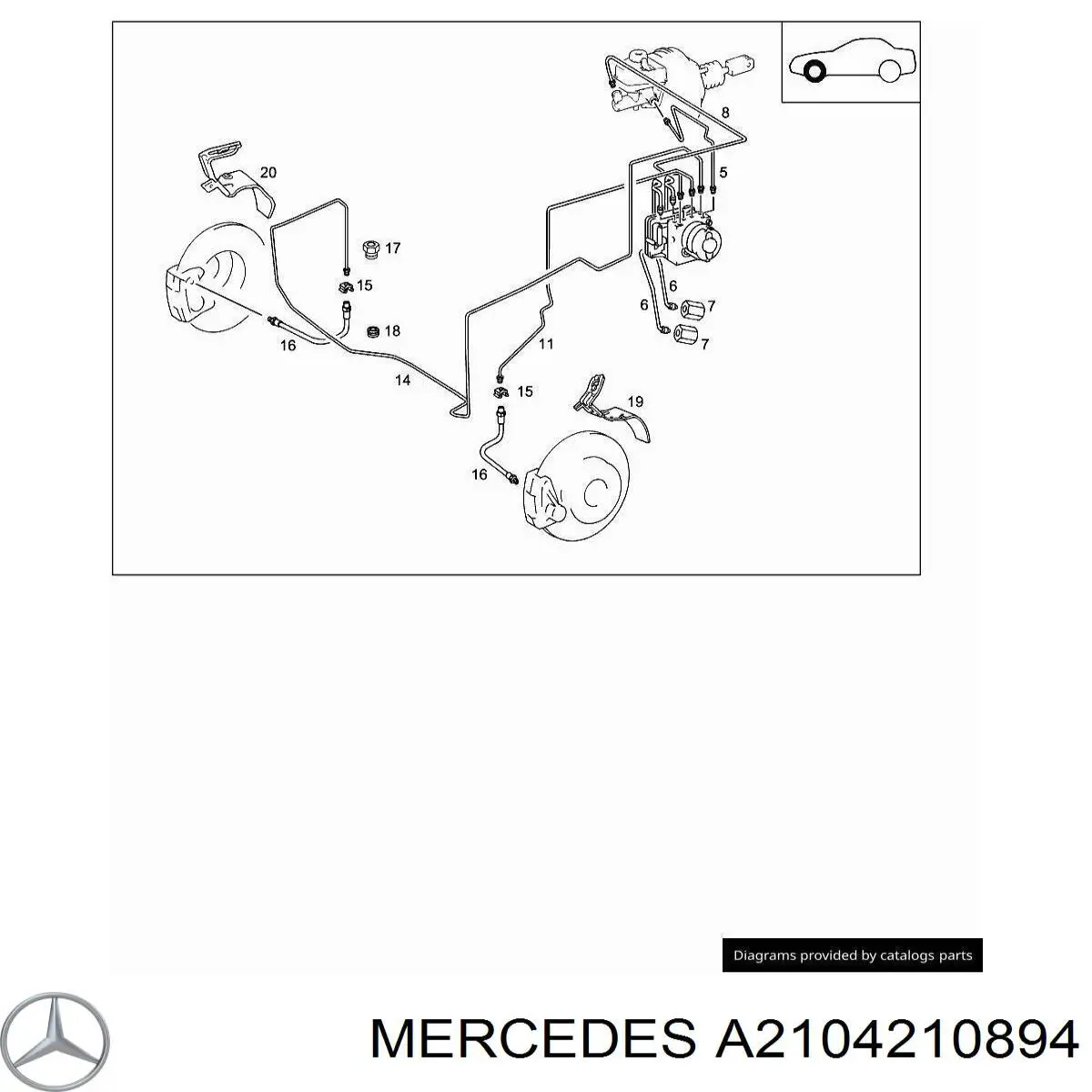 A2104210894 Mercedes Braçadeira de tubo do freio