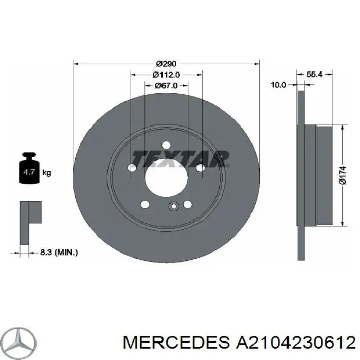 A2104230612 Mercedes Disco do freio traseiro
