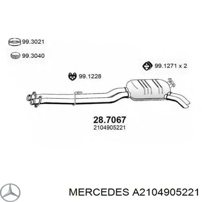 Silenciador, parte traseira Mercedes A2104905221 preço, a partir de 160,96 USD