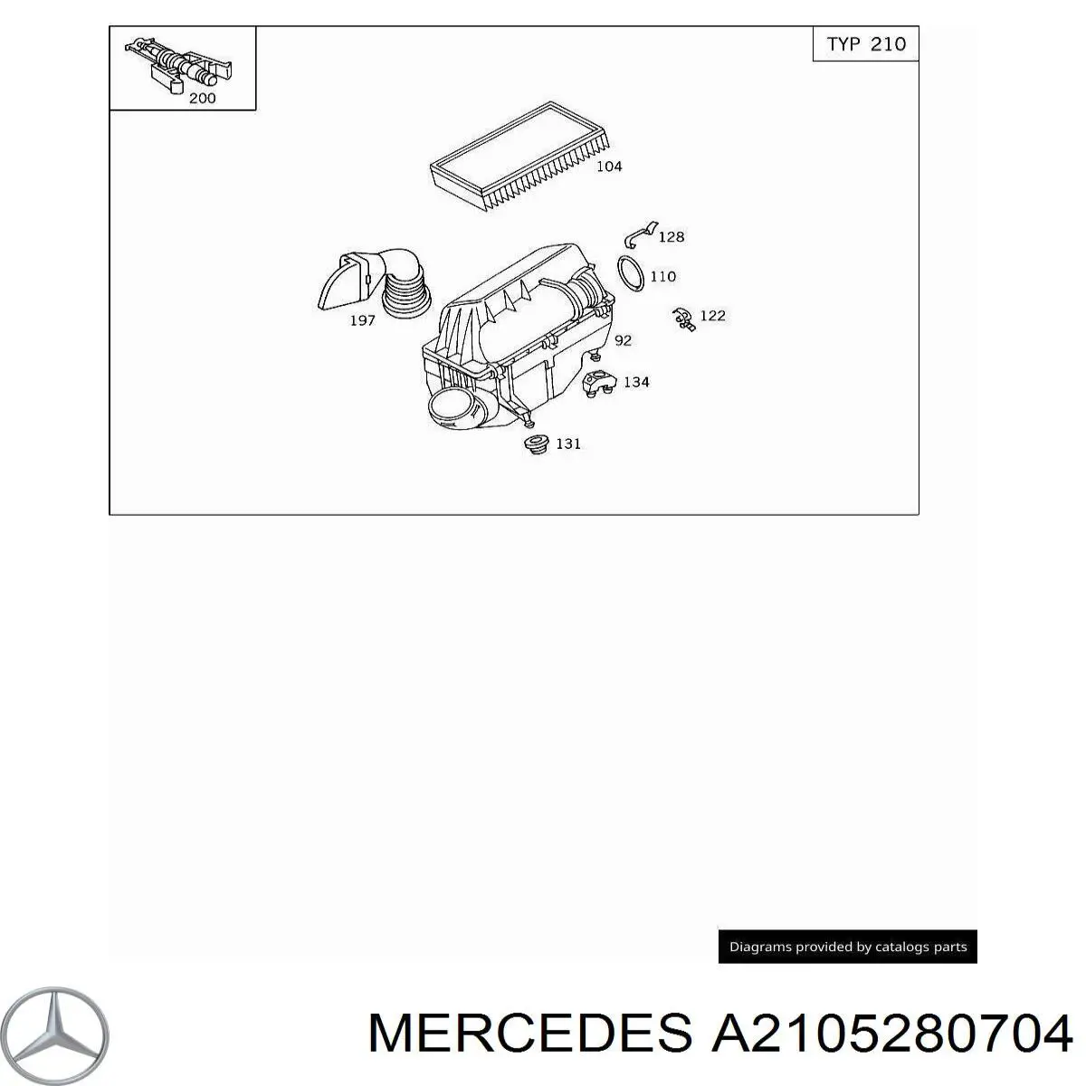 A2105280204 Mercedes Tomada de ar de filtro de ar