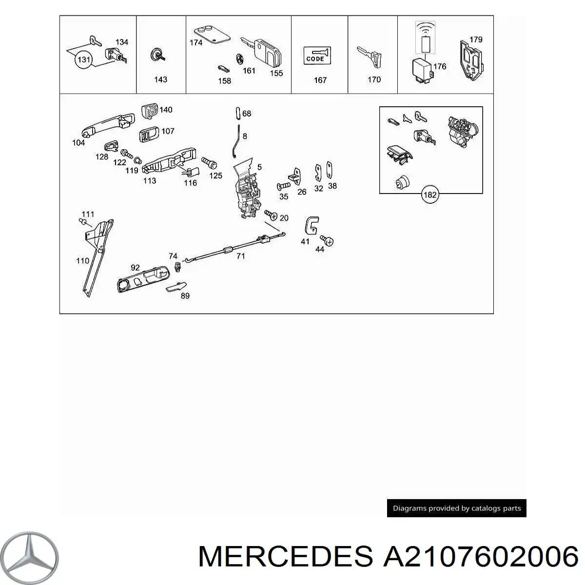 Chave de fecho de ignição Mercedes A2107602006 preço, a partir de  USD