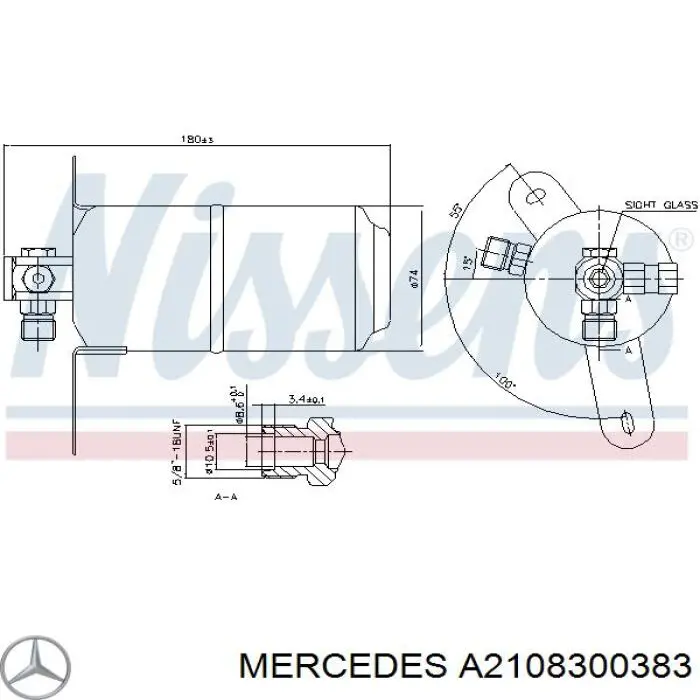 A2108300383 Mercedes Tanque de recepção do secador de aparelho de ar condicionado