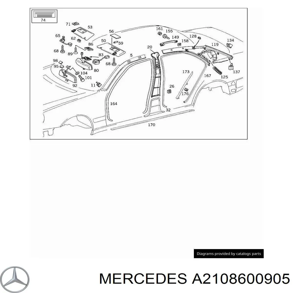 A2108600905 Mercedes Cinto de segurança (AIRBAG) de estore lateral esquerdo