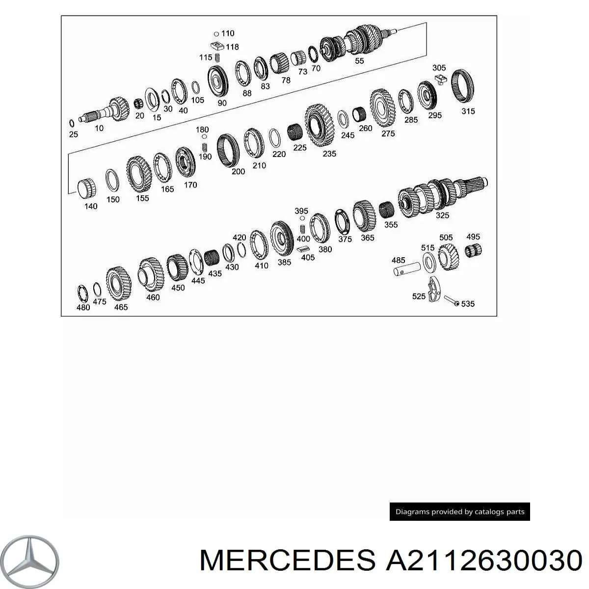 A2112630030 Mercedes Eixo de engrenagem parasita de marcha à ré da Caixa de Mudança