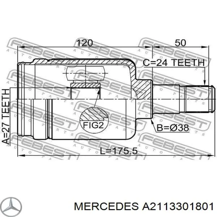 Compre A2113301801 Mercedes Semieixo (acionador) dianteiro direito
