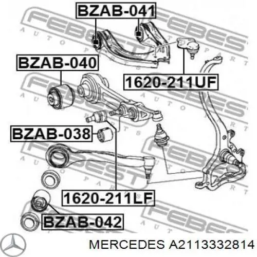 Bloco silencioso dianteiro do braço oscilante inferior Mercedes A2113332814 preço, a partir de 15,36 USD