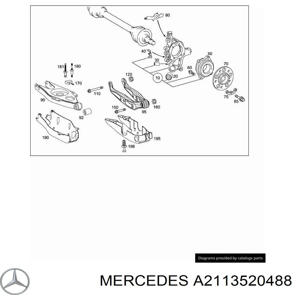 A2113520488 Mercedes Proteção do braço inferior traseiro