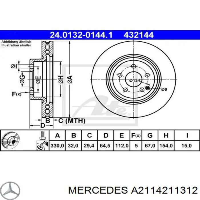 A2114211312 Mercedes Disco do freio dianteiro