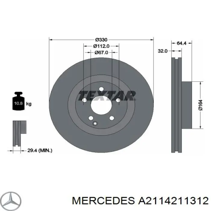 Disco do freio dianteiro Mercedes A2114211312 preço, a partir de 74,61 USD