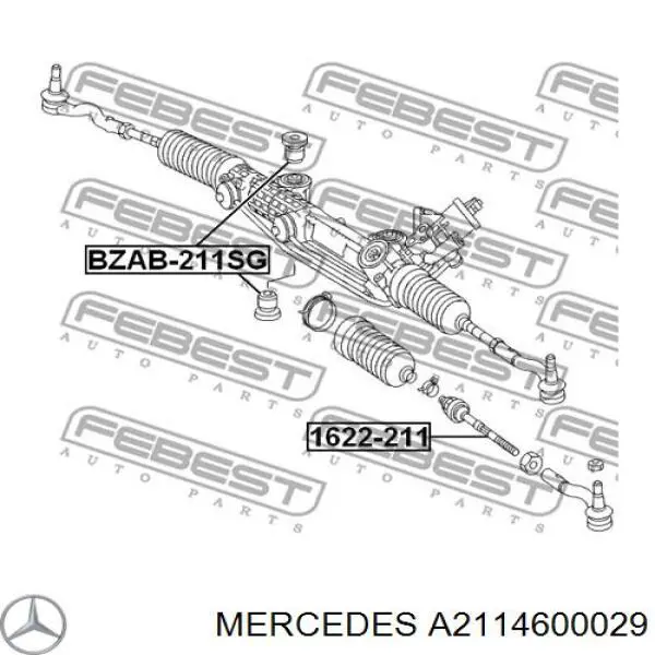 Bloco silencioso de fixação da cremalheira da direção Mercedes A2114600029 preço, a partir de 50,13 USD