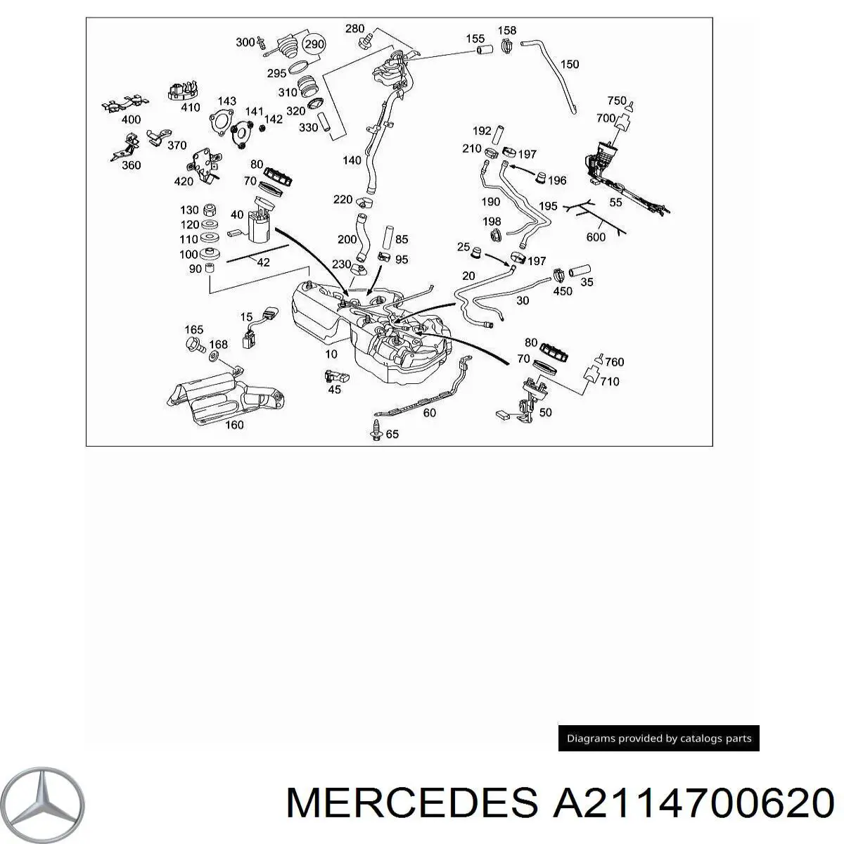A2114700620 Mercedes Gargalo de enchimento do tanque de combustível
