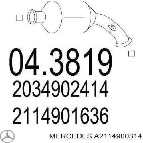 Convertidor - catalisador Mercedes A2114900314 preço, a partir de 496,32 USD
