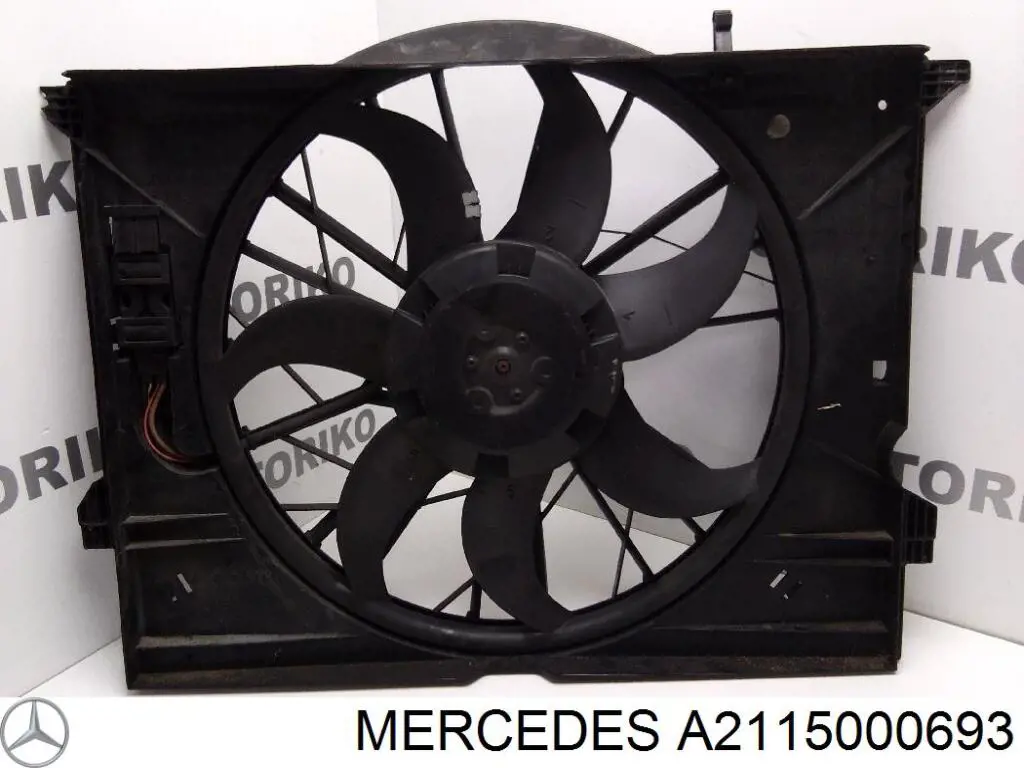 A2115000693 Mercedes Ventilador elétrico de esfriamento montado (motor + roda de aletas) direito
