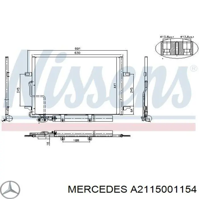 Radiador de aparelho de ar condicionado Mercedes A2115001154 preço, a partir de 78,32 USD