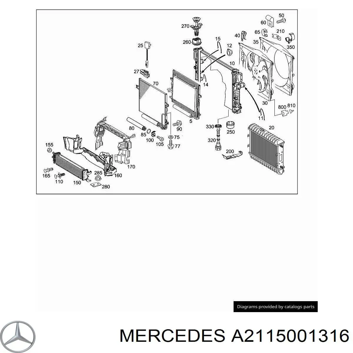 A2115001316 Mercedes Conduto de ar (defletor) do radiador