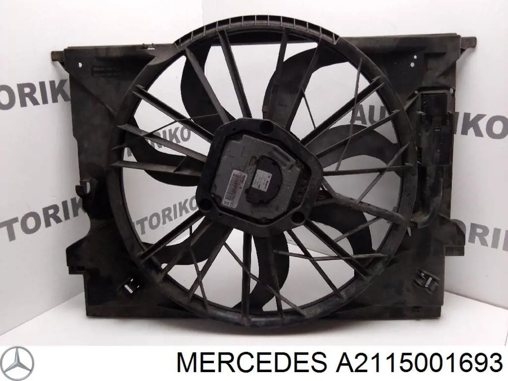 A2115001693 Mercedes Ventilador elétrico de esfriamento montado (motor + roda de aletas) direito