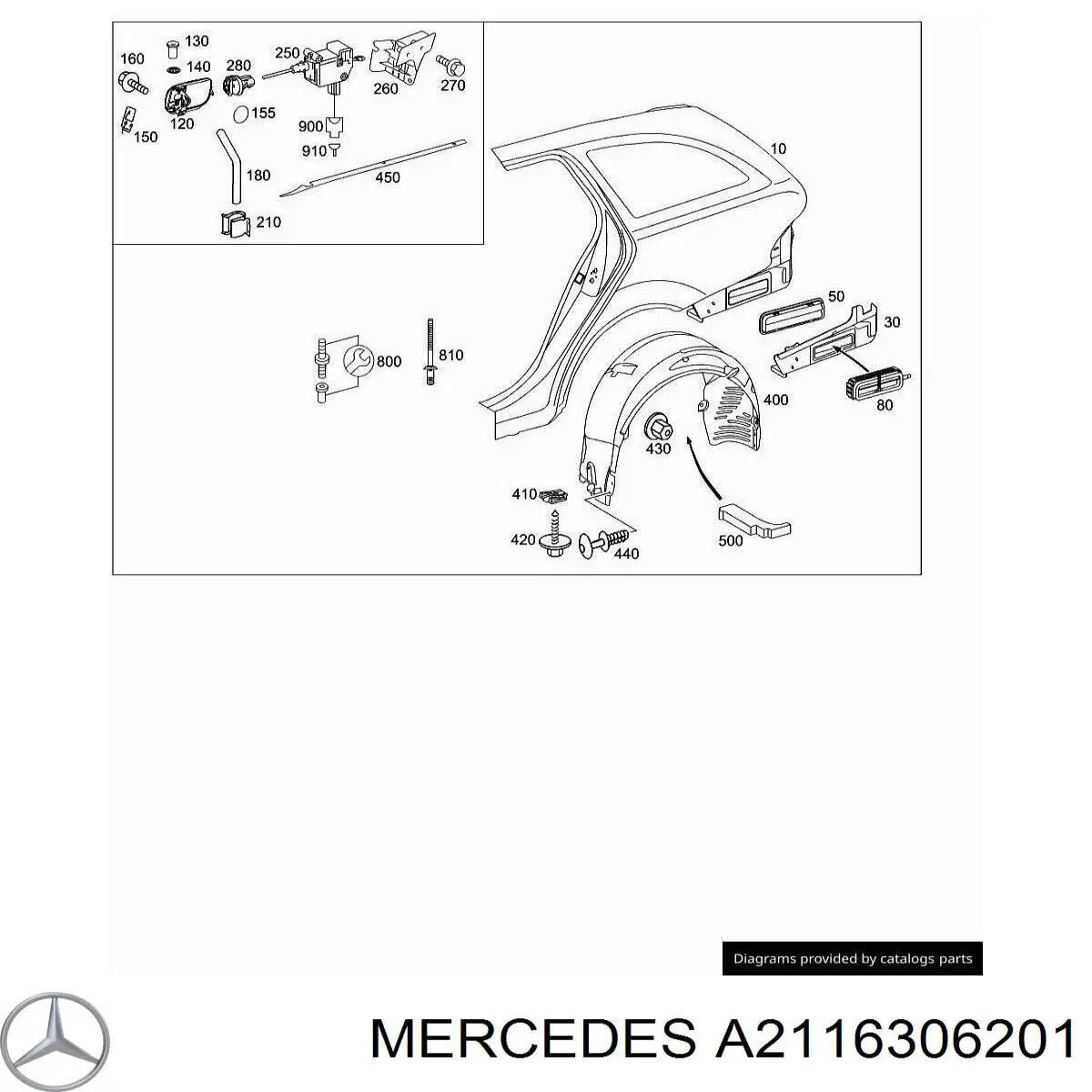 A2116306201 Mercedes Pára-lama traseiro direito