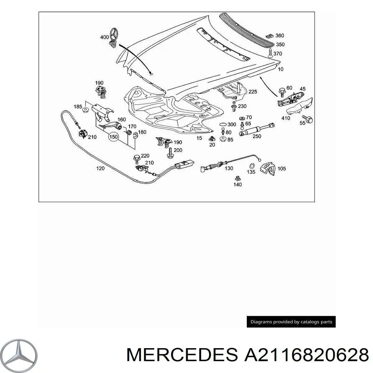 A2116820628 Mercedes Isolamento de ruído da capota