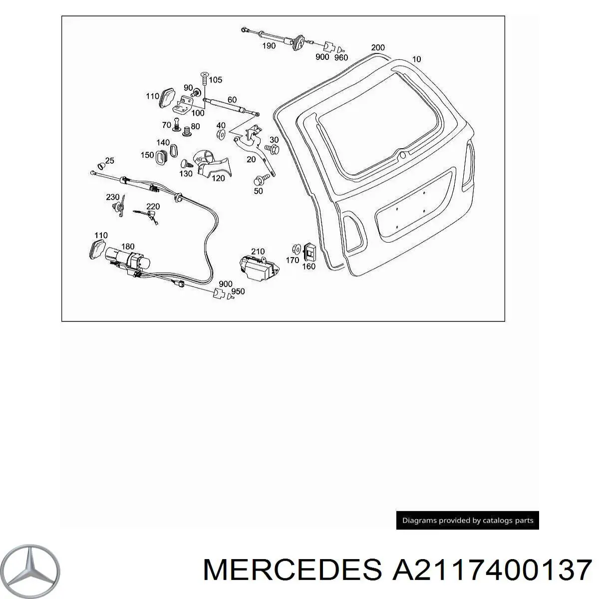 Gozno da porta traseira (de 3º/5º bagageiro) Mercedes A2117400137 preço, a partir de 209,54 USD