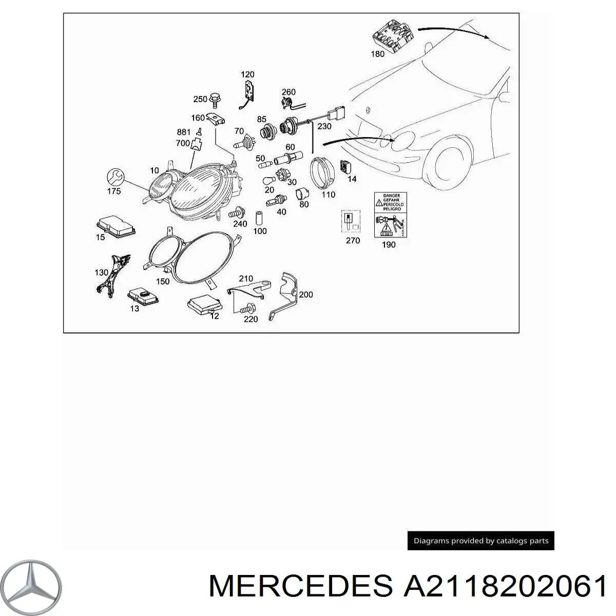 A2118202061 Mercedes Luz direita