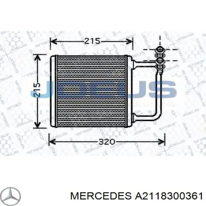 Radiador de forno (de aquecedor) Mercedes A2118300361 preço, a partir de 58,33 USD