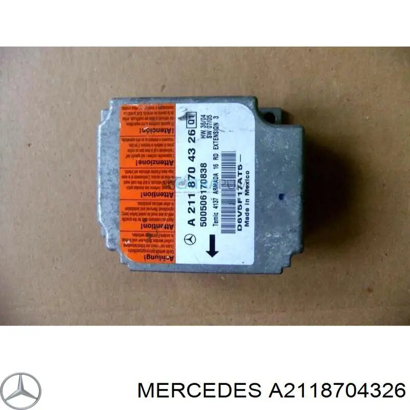 A2118704326 Mercedes Módulo processador de controlo da bolsa de ar (Centralina eletrônica AIRBAG)