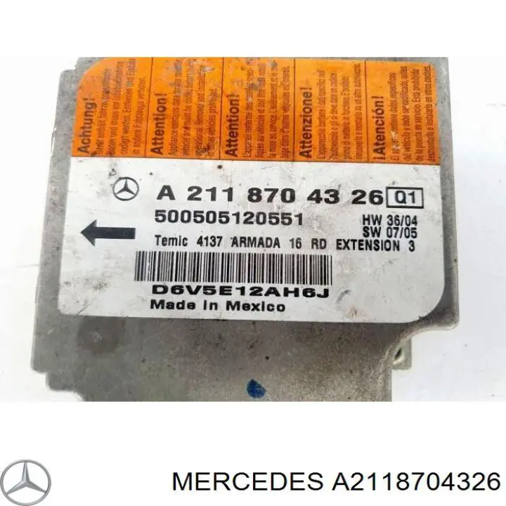 Módulo processador de controlo da bolsa de ar (Centralina eletrônica AIRBAG) Mercedes A2118704326 preço, a partir de 57,51 USD