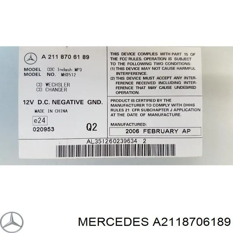 Compre A2118706189 Mercedes Aparelhagem de som (rádio AM/FM)