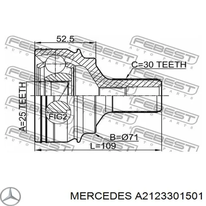 A2123301501 Mercedes Semieixo (acionador) dianteiro direito