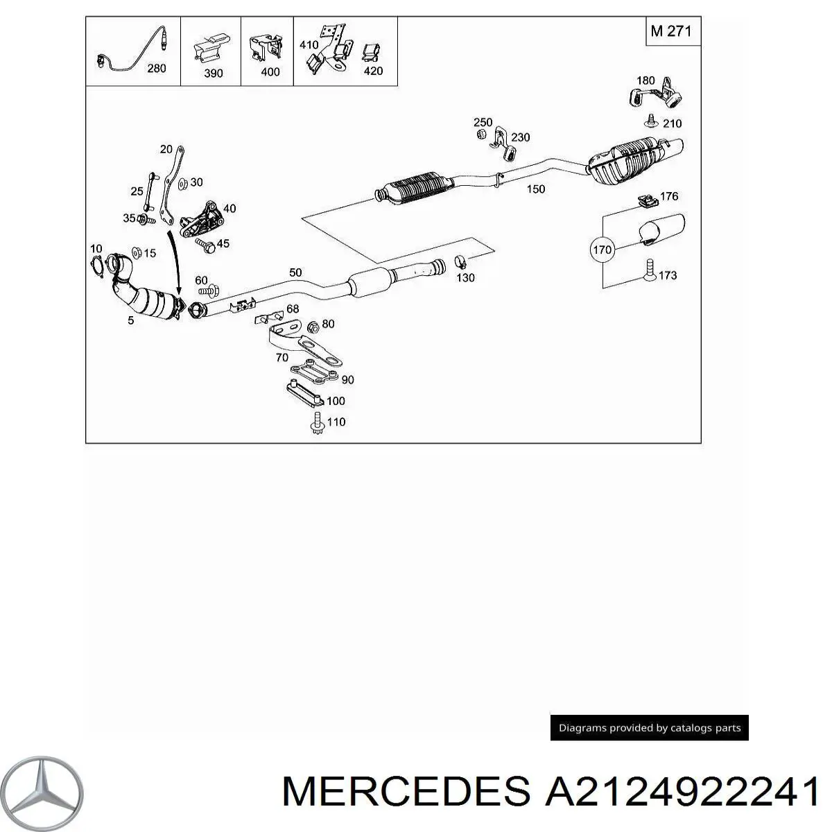 A2124922241 Mercedes Silenciador, parte traseira
