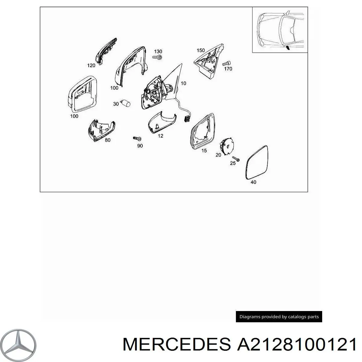 Elemento espelhado do espelho de retrovisão esquerdo Mercedes A2128100121 preço, a partir de 21,14 USD