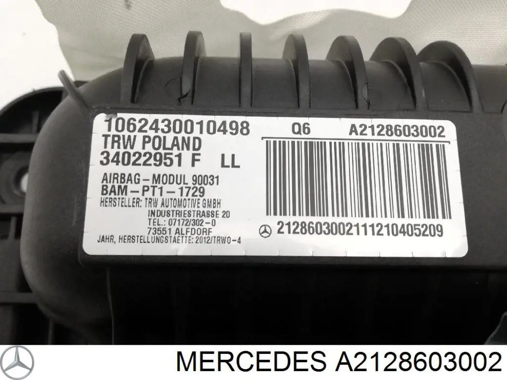 Cinto de segurança (AIRBAG) de passageiro Mercedes A2128603002 preço, a partir de 211,48 USD