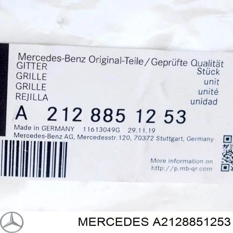 A2128851253 Mercedes Grelha central do pára-choque dianteiro