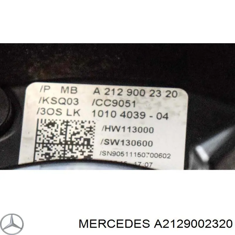 Comutador instalado na coluna da direção, montado A2129002320 Mercedes