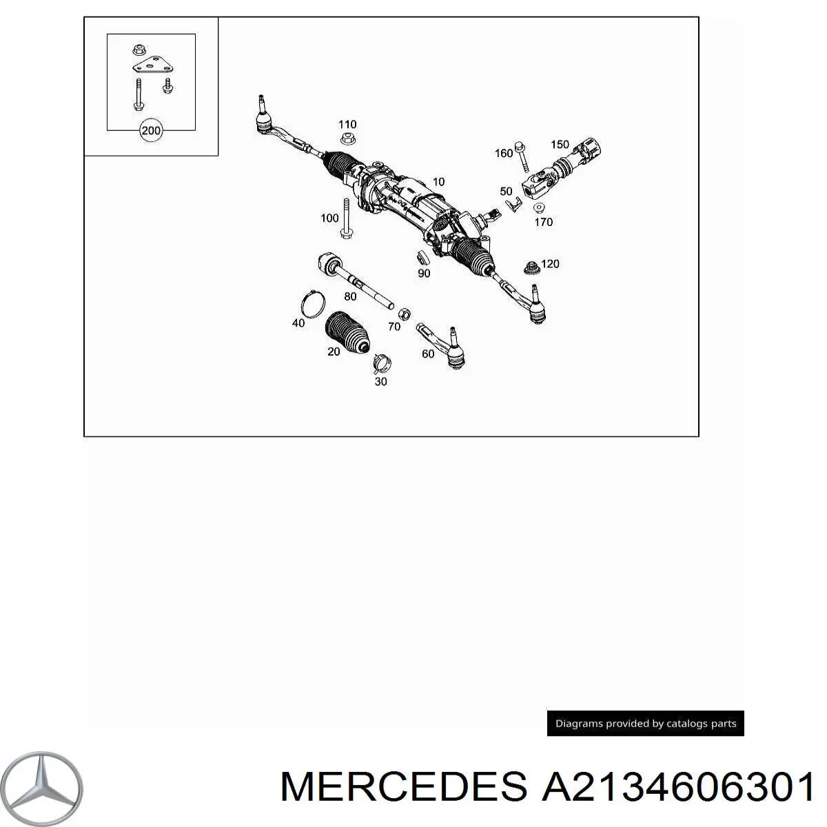 A2134606301 Mercedes Cremalheira da direção