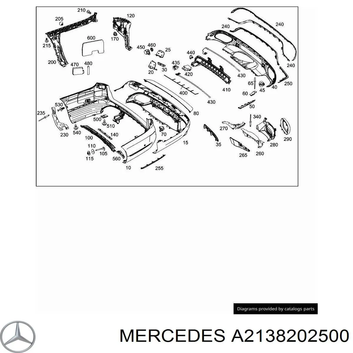 A2138202500 Mercedes Retrorrefletor (refletor) do pára-choque traseiro esquerdo