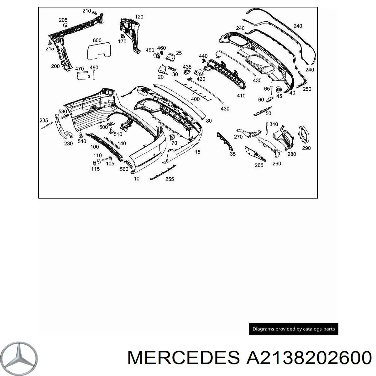 A2138202600 Mercedes Retrorrefletor (refletor) do pára-choque traseiro direito