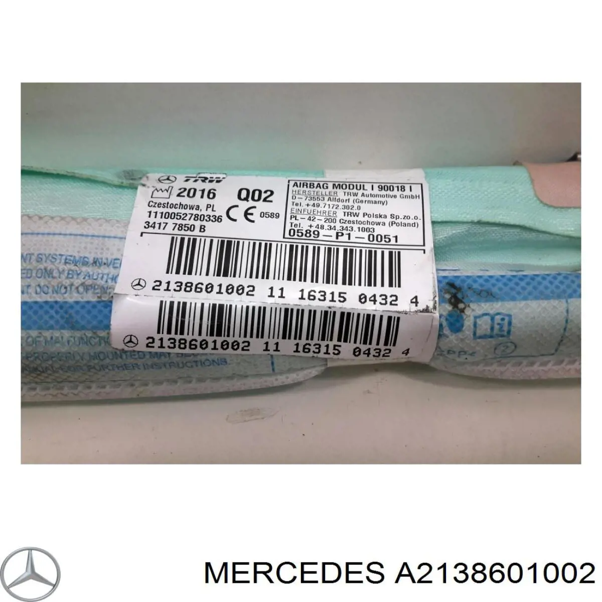 Cinto de segurança (AIRBAG) de estore lateral direito Mercedes A2138601002 preço, a partir de 225,13 USD