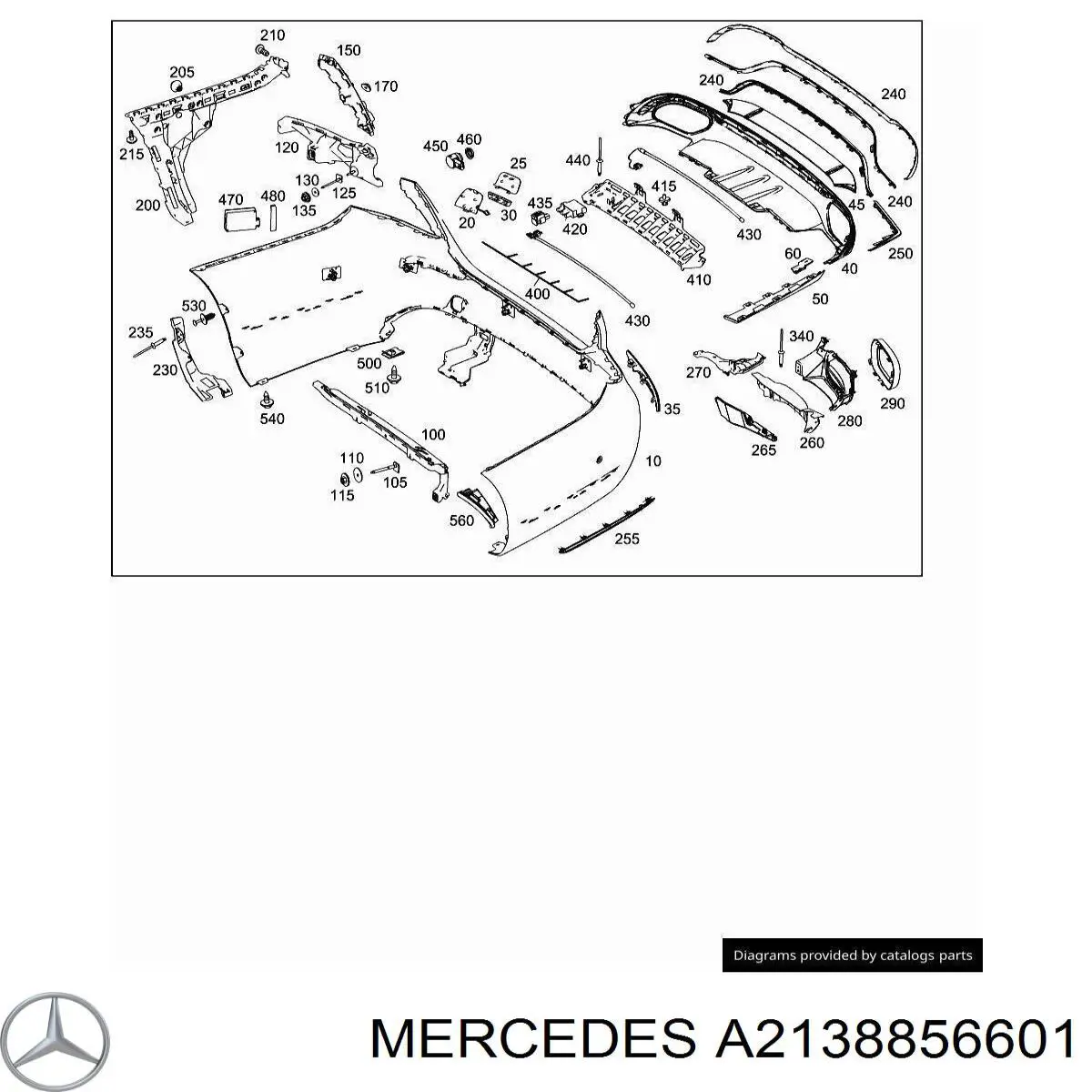 Moldura central do pára-choque traseiro Mercedes A2138856601 preço, a partir de 91,39 USD