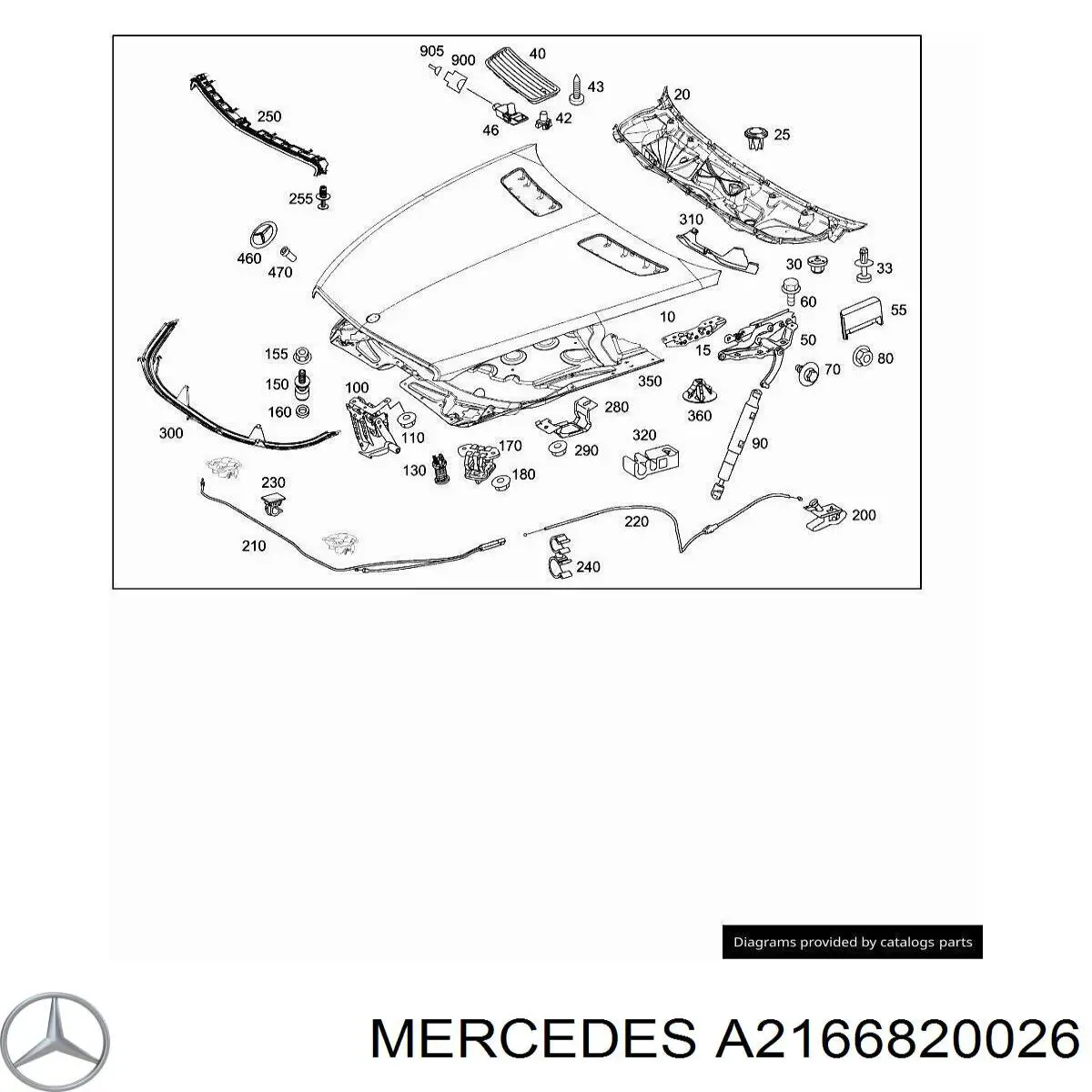 Isolamento de ruído da capota Mercedes A2166820026 preço, a partir de 350,41 USD