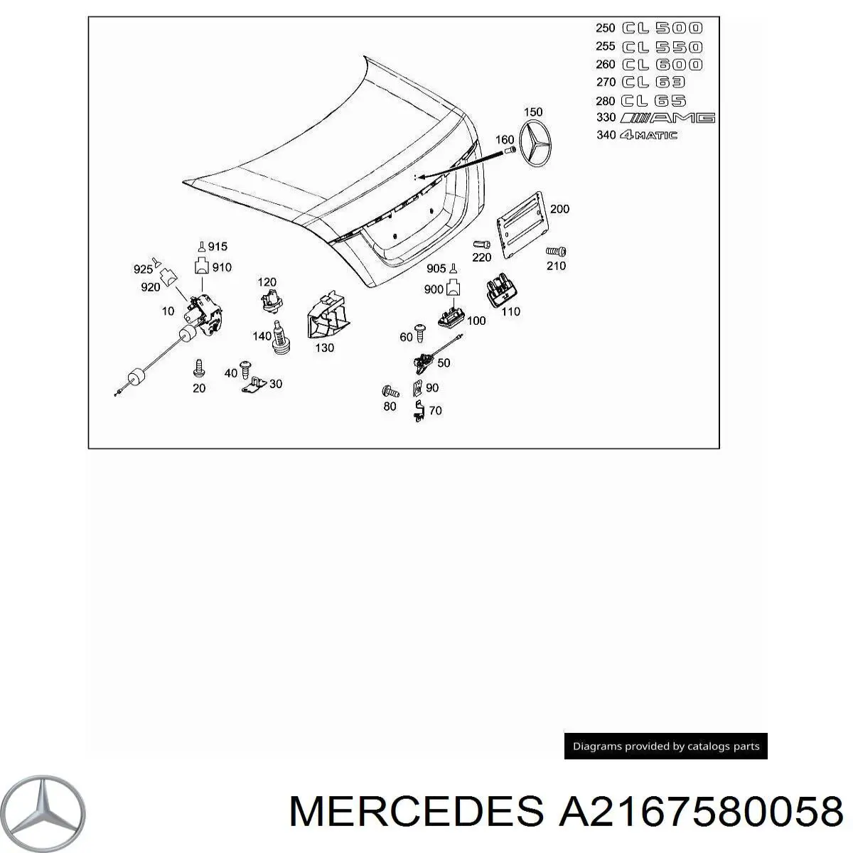 A2167580058 Mercedes Emblema de tampa de porta-malas (emblema de firma)