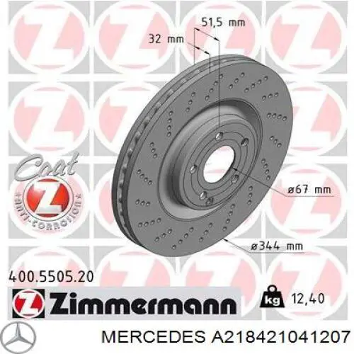A218421041207 Mercedes Disco do freio dianteiro