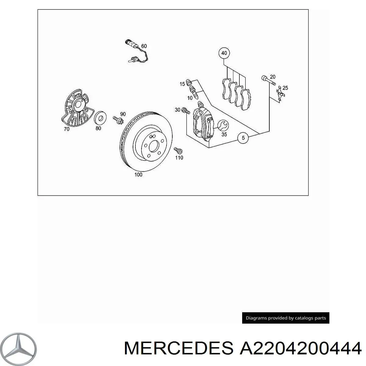Compre A2204200444 Mercedes Proteção do freio de disco dianteiro esquerdo