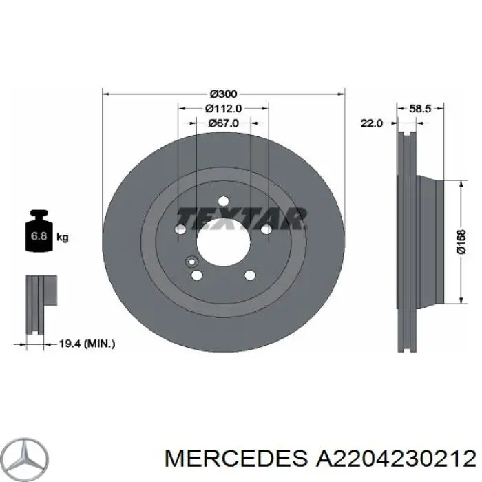 A2204230212 Mercedes Disco do freio traseiro