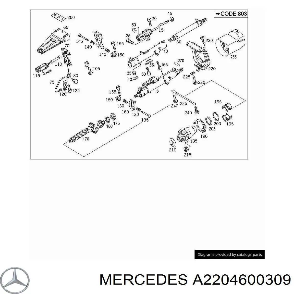 A2204600309 Mercedes Veio da coluna de direção superior