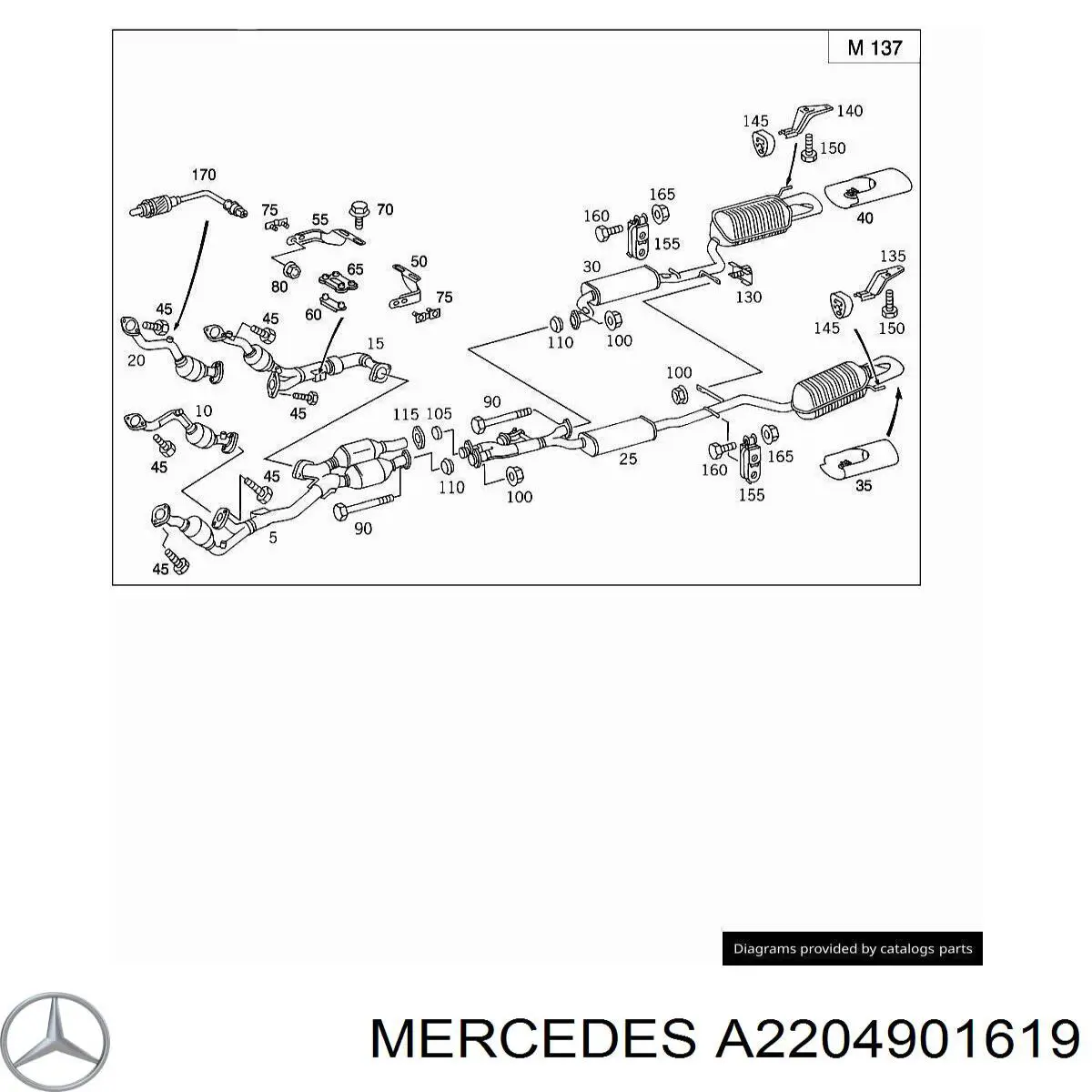 Silenciador, parte dianteira Mercedes A2204901619 preço, a partir de 6012,23 USD